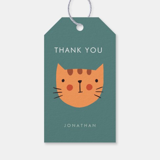 Cute Oranje Cat Birthday bedankt Cadeaulabel (Achterkant)