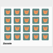 Cute Oranje Cat Birthday bedankt Vierkante Sticker (Vel)