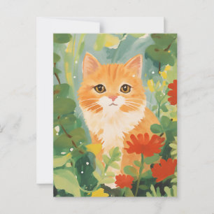 Cute Oranje Cat Briefkaart
