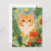 Cute Oranje Cat Briefkaart (Voorkant / Achterkant)