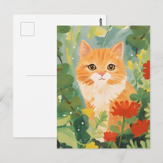 Cute Oranje Cat Briefkaart (Voorkant / Achterkant)