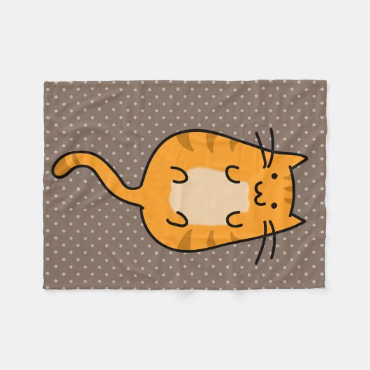 Cute Oranje Cat Fleece Deken (Voorkant (Horizontaal))