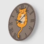Cute Oranje Cat Grote Klok (Hoek)