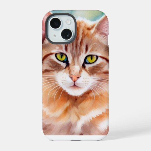 Cute Oranje Cat iPhone 15 Case (Achterkant)