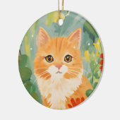 Cute Oranje Cat Keramisch Ornament (Links)