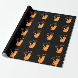 Cute Oranje Cat Ma Tabby Kitten op Black Cadeaupapier