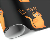Cute Oranje Cat Ma Tabby Kitten op Black Cadeaupapier (Rol Hoek)