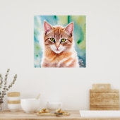 Cute Oranje Cat Poster (Keuken)