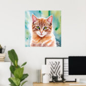Cute Oranje Cat Poster (Thuiskantoor)