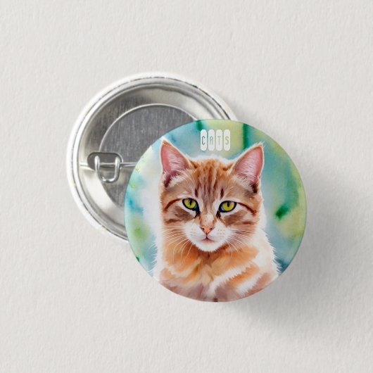 Cute Oranje Cat Ronde Button 3,2 Cm (Voorkant /achterkant)