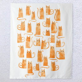 Cute Oranje Cat Wandkleed