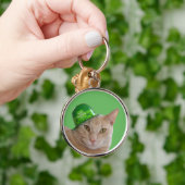 Cute Oranje Cat Wearing a Green Irish Pet Sleutelhanger (Hand)
