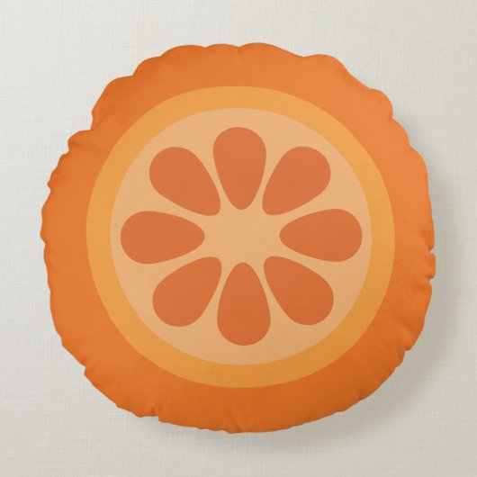 Cute Oranje Citrus Fruit Round Pillow Rond Kussen (Voorkant)