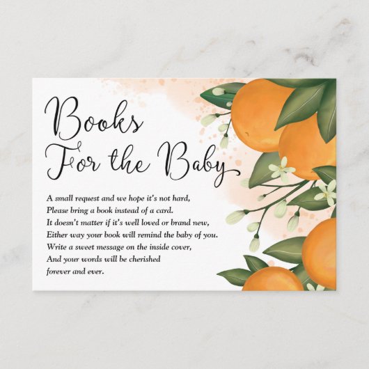 Cute Oranje Citrus Greenery Books for Baby Informatiekaartje (Voorkant)