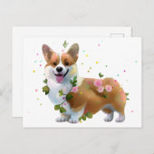 Cute Oranje corgi voor een positieve stemming Briefkaart (Voorkant / Achterkant)