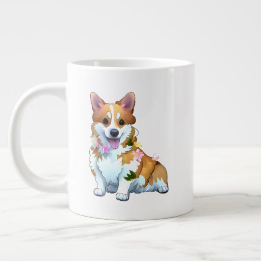 Cute Oranje corgi voor een positieve stemming Grote Koffiekop (Links)
