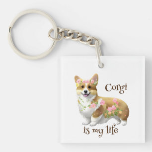 Cute Oranje corgi voor een positieve stemming Sleutelhanger