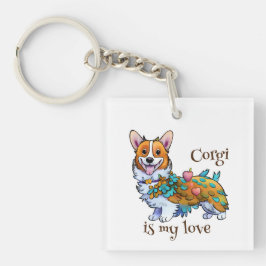 Cute Oranje corgi voor een positieve stemming Sleutelhanger