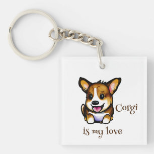 Cute Oranje corgi voor een positieve stemming Sleutelhanger