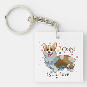 Cute Oranje corgi voor een positieve stemming Sleutelhanger