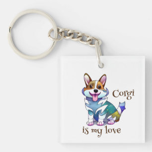 Cute Oranje corgi voor een positieve stemming Sleutelhanger