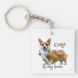 Cute Oranje corgi voor een positieve stemming Sleutelhanger
