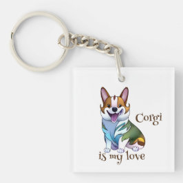 Cute Oranje corgi voor een positieve stemming Sleutelhanger
