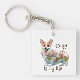 Cute Oranje corgi voor een positieve stemming Sleutelhanger