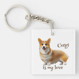 Cute Oranje corgi voor een positieve stemming Sleutelhanger