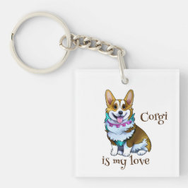 Cute Oranje corgi voor een positieve stemming Sleutelhanger