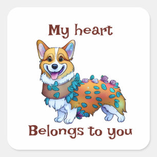 Cute Oranje corgi voor een positieve stemming Vierkante Sticker