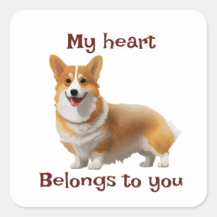 Cute Oranje corgi voor een positieve stemming Vierkante Sticker