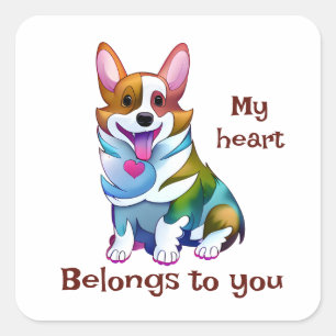 Cute Oranje corgi voor een positieve stemming Vierkante Sticker