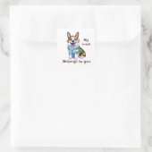 Cute Oranje corgi voor een positieve stemming Vierkante Sticker (Tas)