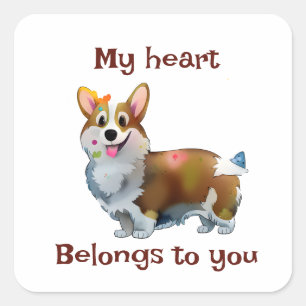 Cute Oranje corgi voor een positieve stemming Vierkante Sticker