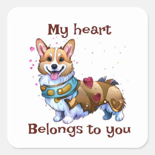 Cute Oranje corgi voor een positieve stemming Vierkante Sticker (Voorkant)