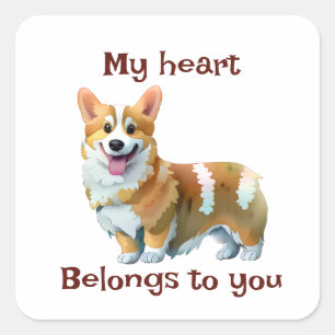 Cute Oranje corgi voor een positieve stemming Vierkante Sticker