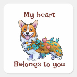 Cute Oranje corgi voor een positieve stemming Vierkante Sticker