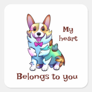 Cute Oranje corgi voor een positieve stemming Vierkante Sticker
