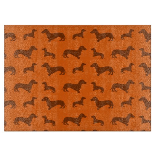 Cute oranje dachshund-patroon snijplank (Voorkant)