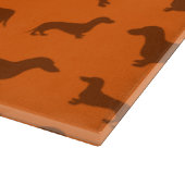 Cute oranje dachshund-patroon snijplank (Hoek)