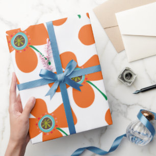 Cute Oranje Daisy Pop Summer Flower Whimsical Gift Cadeaupapier