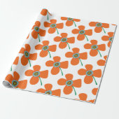 Cute Oranje Daisy Pop Summer Flower Whimsical Gift Cadeaupapier (Uitgerold)