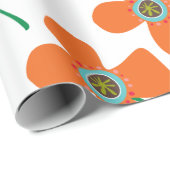 Cute Oranje Daisy Pop Summer Flower Whimsical Gift Cadeaupapier (Rol Hoek)
