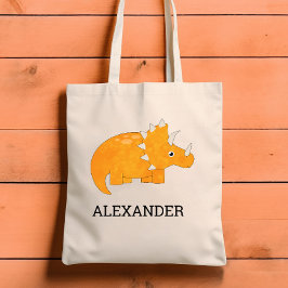 Cute Oranje Dinosaur Personalized Tote Bag