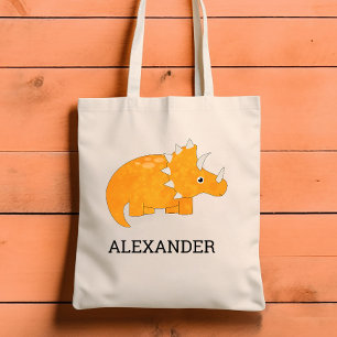 Cute Oranje Dinosaur Personalized Tote Bag