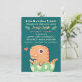 Cute Oranje Dinosaurus Komt Uit Ei Baby Shower Kaart (Staand voorkant)