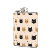 Cute Oranje en Black Halloween Cat Pattern Heupfles (Links)