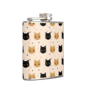 Cute Oranje en Black Halloween Cat Pattern Heupfles (Rechts)