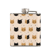 Cute Oranje en Black Halloween Cat Pattern Heupfles (Achterkant)